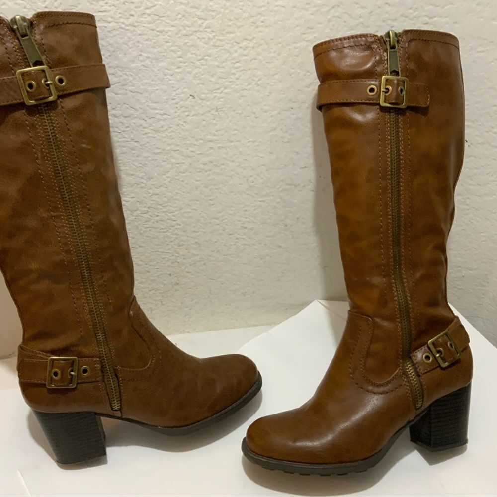 Antonio Melani Womens Brown suede Boots Tall Knee High Stacked Heels Size 9.5M - Picture 12 of 13